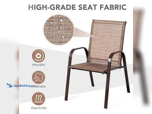 Lot 49-5413934 - Mix and Match Stackable Brown Steel Sling Outdoor Patio Dining Chair in Brown UNUSED