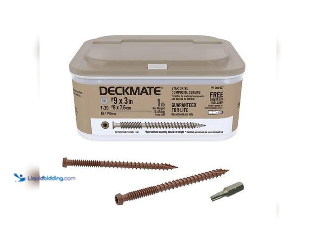 Lot 49-5452739 - DECKMATE
#9 x 3 in. Brown Self-Starting Torx Bugle-Head Composite Deck Screws (1 lb./65-Piece). SKU...