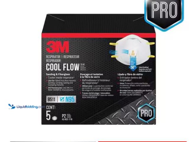 Lot 49-1518459 - Lot of 8 8511 N95 Sanding and Fiberglass Disposable Respirator with Cool Flow Valve (5-Pack) Model #...