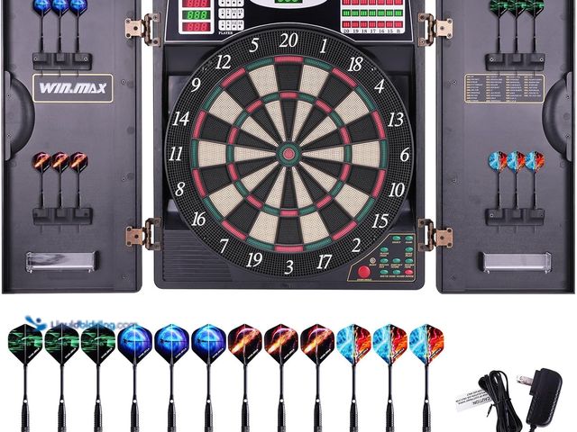 Lot 49-5488322 - Electronic Dart Board LED Electric Digital Dart Boards for Adults with Cabinet with 12 Soft Tip Dart...