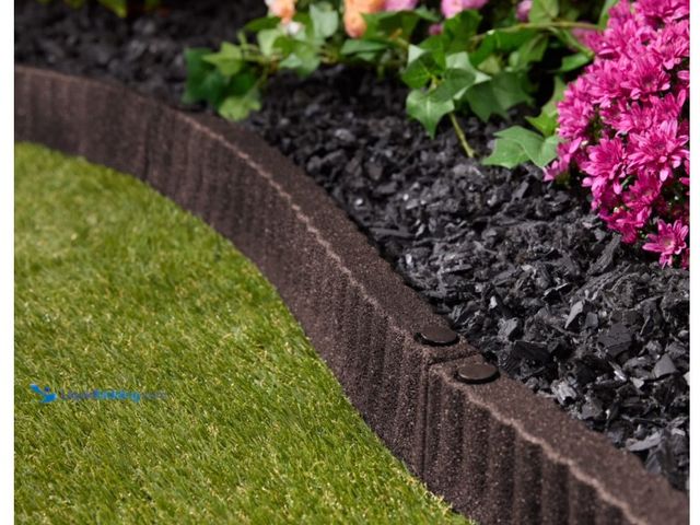 Lot 49-1622987 - Expert Gardener 2' x 3" Brown Recycled Rubber Garden Border Landscape Edging - 8 Pack, Model # 15162...
