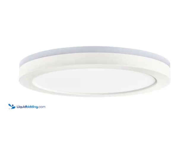 Lot 49-1571097 - Lot of (2) Commercial Electric 12 in. LED Flush Mount Smart CCT and RGB Selectable Matte White Finis...
