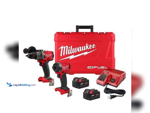Lot 49-3616751 - Milwaukee M18 FUEL 18V Lithium-Ion Brushless Cordless Hammer Drill and Impact Driver Combo Kit (2-To...