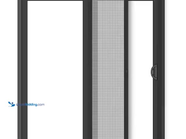 Lot 49-1566672 - Andersen LuminAire for Sliding Patio Doors 72 in. x 80 in. Universal Black Aluminum Gliding Retracta...