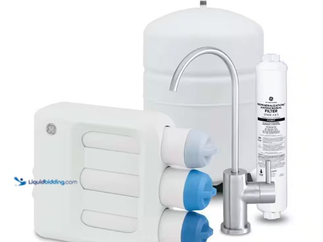 Lot 49-5552124 - GE
Under Sink 5 Stage Premium Reverse Osmosis Water Filtration System. Model # GXRV40TBN. Unused wi...