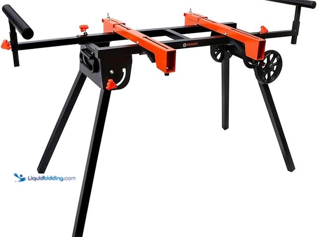 Lot 49-5446949 - ASIN:B0FFSXC586 Miter Saw Stand With Wheels, Folding Work Table With Quick Release Tool Mounting Sys...