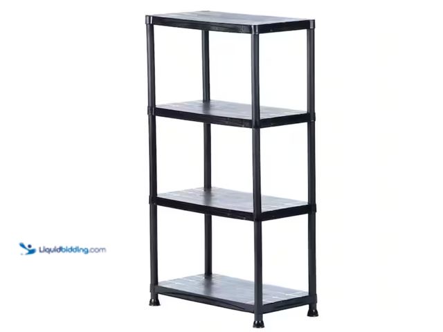 Lot 49-2000155 - HDX 4-Tier Easy Assembly Scratch Resistant Plastic Garage Storage Shelving Unit in Black (28 in. W x...