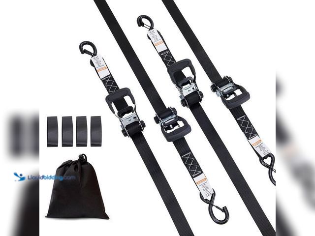 Lot 49-2023155 - SKYSHALO Ratchet Tie Down Straps (4PK), 5,208 lb. Max Break Strength, Includes 4 Premium 1.6 in. x 8...