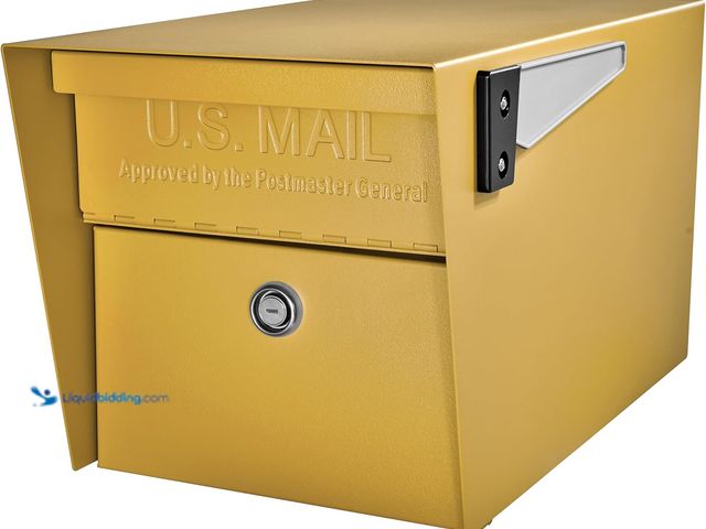 Lot 49-5461499 - Mail Boss 7583 Mail Manager Curbside Locking Security Mailbox, Marigold. Model: 7583. Unused