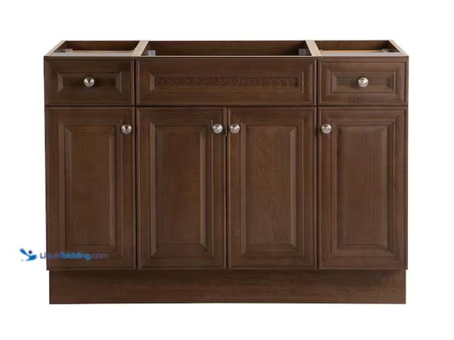 Lot 49-1567530 - Glacier Bay Glensford 48 in. W x 22 in. D x 34 in. H Bath Vanity Cabinet without Top in Butterscotch...