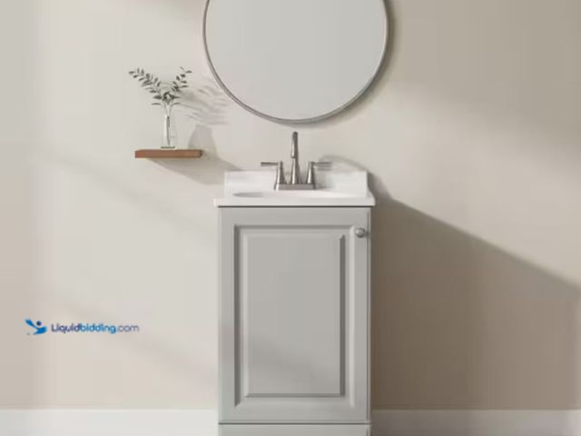 Lot 49-2000841 - Glacier Bay 19 in. Single Sink Pearl Gray Freestanding Bath Vanity with White Cultured Marble Top (A...