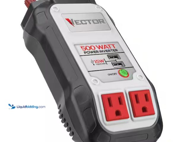 Lot 49-3433427 - VECTOR 500 Watt Power Inverter, Dual Power Inverter, Two USB Charging Ports, Model # PI500V, Slightl...