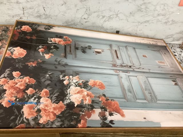 Lot 49-3528048 - KAIRNE Italian Mediterranean Coastal Framed Canvas Wall Art, Pink Blue & White Seascape Painting for...