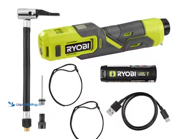 Lot 49-1566885 - RYOBI USB Lithium Cordless Bike and Ball Pump Inflator Kit with 2.0 Ah USB Lithium Battery and Charg...