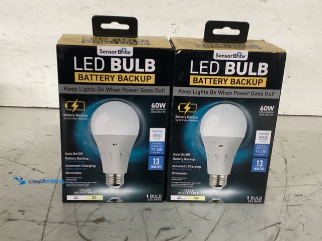 Lot 49-3617661 - Sensor Brite Set of (2) 60-Watt A15 Soft White LED Light Bulb with Backup Battery - New SKU # 101172...