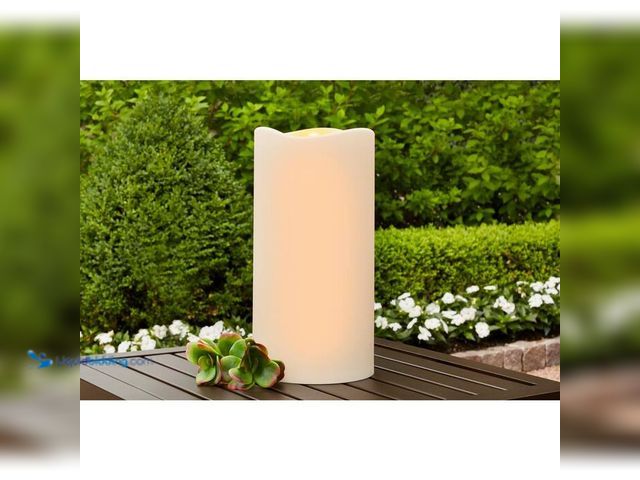 Lot 49-1548561 - Lot of (2) Hampton Bay 6 in. x 12 in. Battery Operated Outdoor Patio Resin LED Candle. Model # 42884...