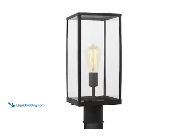 Lot 49-1556677 - SCOTT LIVING Howell 1-Light Textured Black Aluminum Hardwired Outdoor Weather Resistant Post Light w...