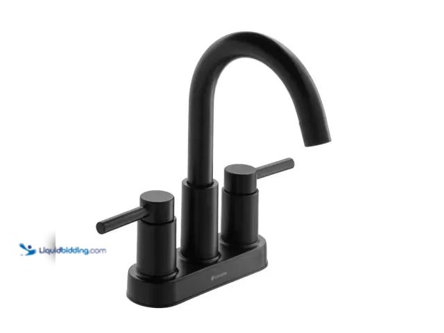 Lot 49-3616696 - Glacier Bay Dorind 4in Centerset 2-Handle High-Arc Bathroom Faucet Matte Black - Unused UPC 89385298...