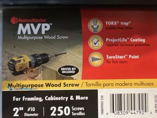 Lot 49-3614547 - Lot of (2) 250ct. Boxes: FASTENMASTER  #10 X 2" Torx Sure Sink Flat-Head MVP WOOD SCREW, Model # FMM...