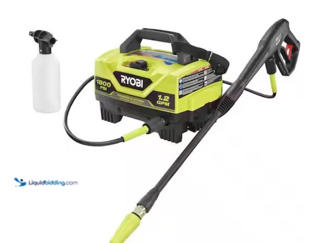 Lot 49-1567857 - RYOBI 1800 PSI 1.2 GPM Cold Water Corded Electric Pressure Washer, Model # RY141802, Unused, Tested ...