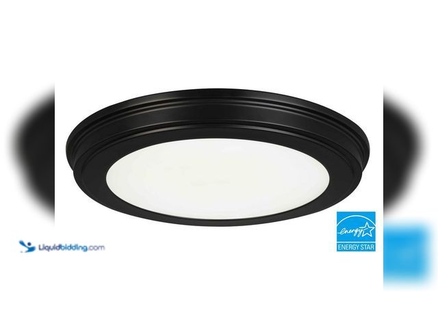 Lot 49-5414587 - 11 in. Matte Black 3-CCT LED Round Flush Mount, Low Profile Ceiling Light (2-Pack) unused