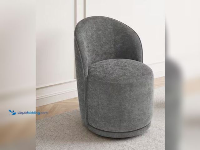 Lot 49-2026253 - Uixe Dark Gray Linen Swivel Accent Barrel Chair (Set of 1), Model # CH0062-DG.MSRP: $224.00.  Slight...