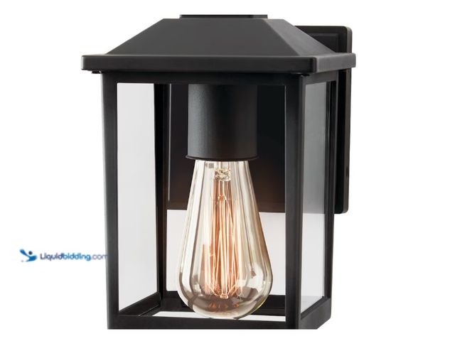 Lot 49-1566713 - HDG 1-Light 7 in. Black Hardwired Classic Outdoor Wall Light Lantern Sconce with Clear Glass, Model ...