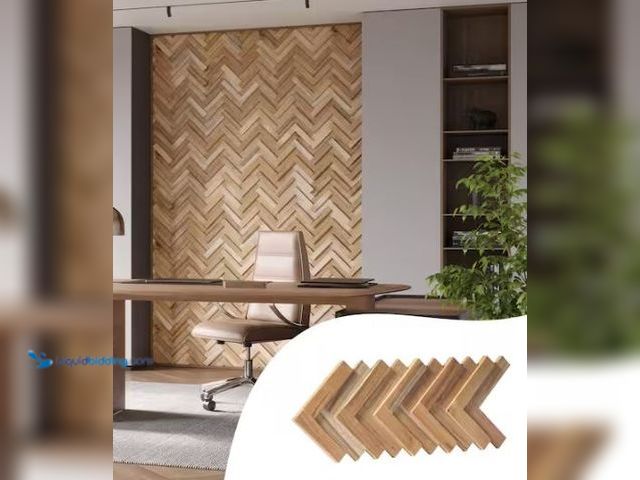Lot 49-1518028 - WALLSUPPLY 0.59 in. x 7.09 in. x 14.76 in. UltraWood Teak Herringbone Jointless Wall Paneling (16-Pa...
