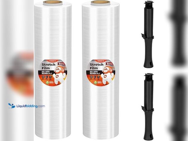 Lot 49-3528834 - MUNBYN Shrink Wrap, Stretch Wrap with Handles, Stretch Film Roll Industrial Strength, Plastic Wrap f...