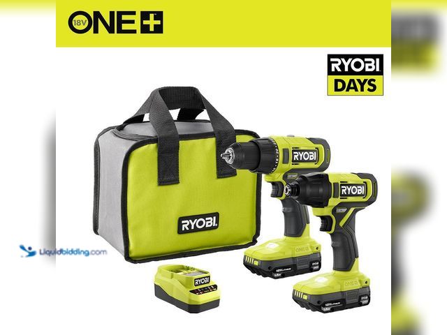 Lot 49-3514451 - RYOBI ONE+ 18V Cordless 2-Tool Combo Kit with Drill/Driver, Impact Driver, (2) 1.5 Ah Batteries, and...