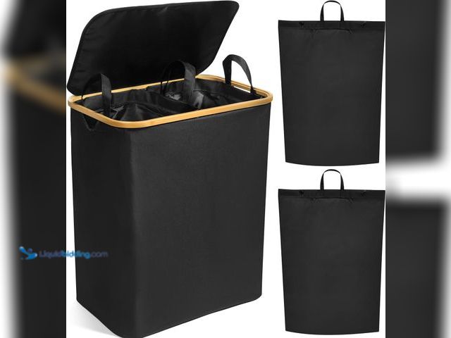 Lot 49-5416055 - Lot of 2. Luxe Laundry Clothing Hamper - 145L XL Laundry Basket with Bamboo Lid & Removable Inner Ba...