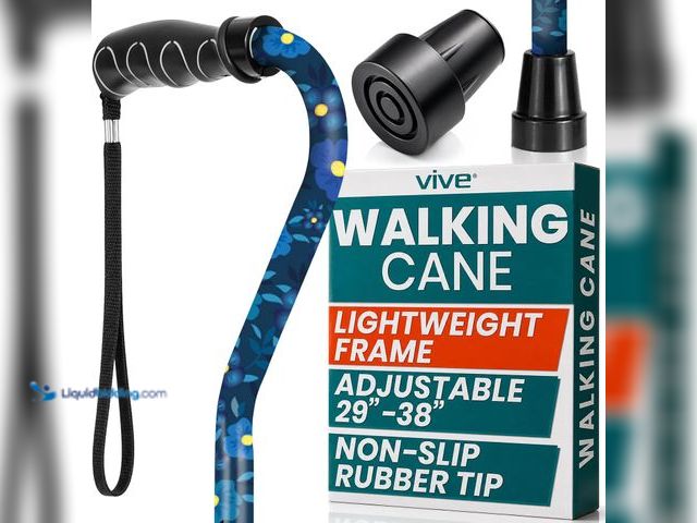 Lot 49-3565084 - Vive Walking Cane for Women, Men, Elderly - Patented Offset Grip - Lightweight Adjustable Walking Ai...