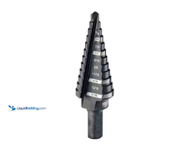 Lot 49-2020646 - Milwaukee 3/16 in. - 7/8 in. #4 Black Oxide Step Drill Bit (12-Steps), Model # 48-89-9204. MSRP: $49...