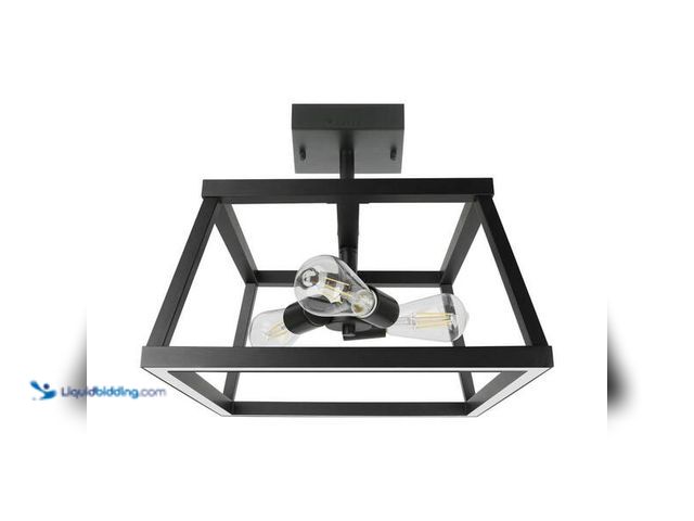 Lot 49-5454119 - Feit Electric Katalyst 15 in. 3-Light Trapez Matte Black Color Choice Selectable CCT LED w/Night Lig...