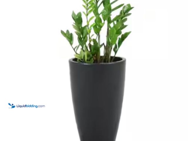 Lot 49-3614459 - Rain Forest 35 in. Tall Charcoal Verona Plastic Planter, Model # R.0200.052.090.07, Unused, Scuffs/S...