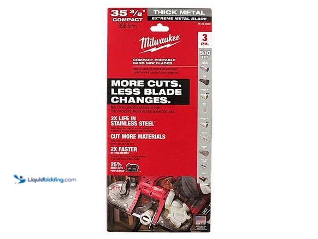 Lot 49-5581982 - Milwaukee 35-3/8 in. 8/10 TPI Compact Extreme Thick Metal Cutting Band Saw Blade (3-Pack) For M18 FU...