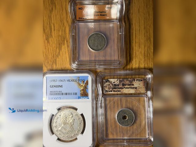 Lot 49-1975144 - 3 1957-1967 peso,no date world coin hoard and pirate money
