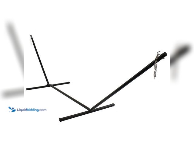 Lot 49-5408131 - Sunnydaze 15 ft. Heavy-Duty Steel Beam Hammock Stand in Black. [Model # HS15-Black] Used.