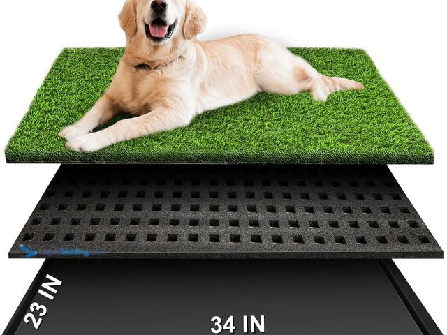Lot 49-3564150 - Dog Grass Pad with Tray, 34''X23'' Large Artificial Turf Grass Potty, Reusable Puppy Pee Pads for Do...