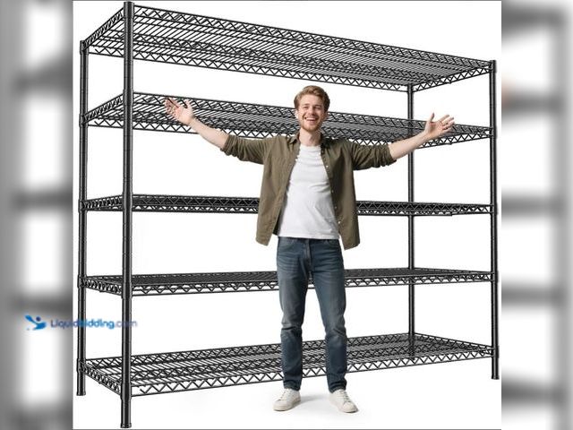 Lot 49-3473698 - Reibii 55.5"W Wire Shelving Units, 3200 lbs. Heavy Duty Storage Racks, Metal Shelves for Garage Kitc...