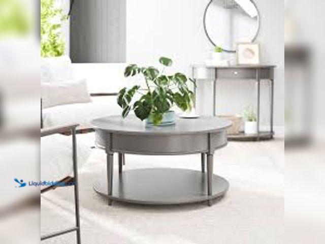 Lot 49-5415016 - Ameriwood Home Aberleigh, 36 in. Graphite Gray, Round, Wood Top Coffee Table. Model # DE47103. Unuse...
