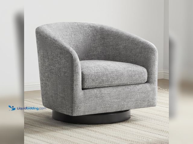 Lot 49-3637911 - Grey Upholstered Padded Swivel Chair (NOTE: Slight stains) Slightly used condition, Scuffs/scratches...