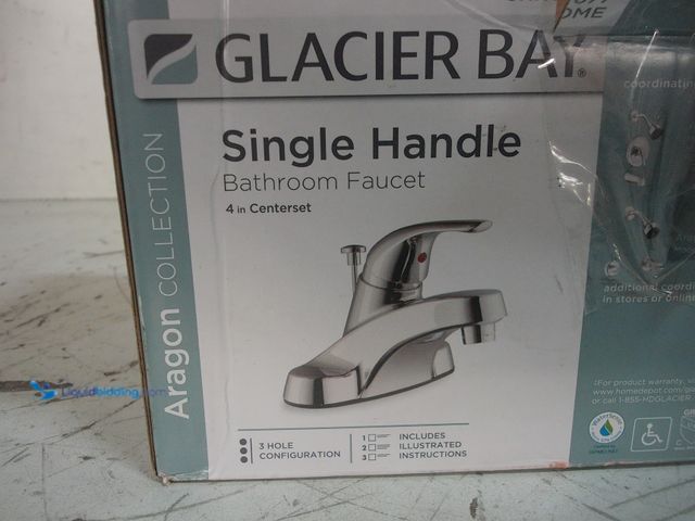 Lot 49-3612806 - Glacier Bay 4 In. Centerset Single-Handle Low-Arc Bathroom FAUCET, Model # 166832334471, Slightly us...