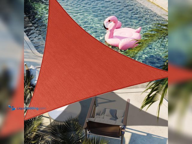 Lot 49-5416525 - 32' x 32' x 32' Red Triangle Sun Shade Sail Canopy Durable Fabric UV Block. Unused