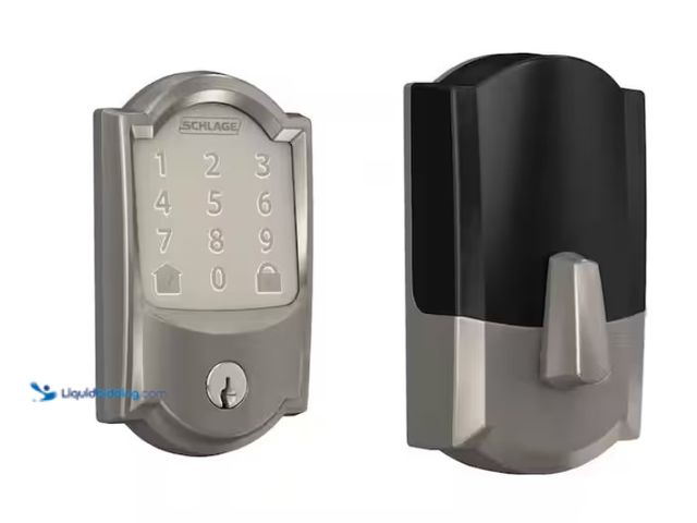 Lot 49-3471563 - Schlage Camelot Satin Nickel Encode Wi-Fi Electronic Touchscreen Door Deadbolt Alarmed Lock, Model #...