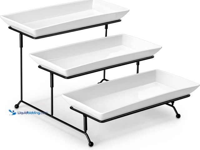 Lot 49-5410606 - MALACASA 3 Tier Serving Trays for Party, Porcelain Serving Platters and Trays, 12 Inch Tiered Tray S...
