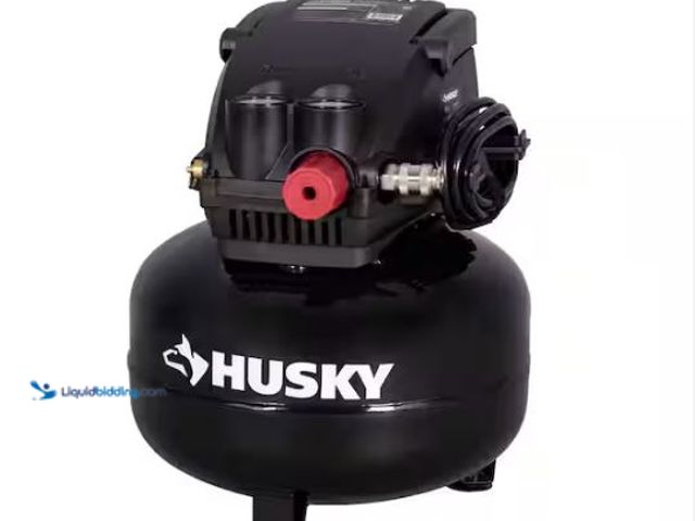 Lot 49-1577131 - Husky 3 Gal. 120 PSI Portable Electric Oil-Free Light Duty Pancake Air Compressor with Fold Down Han...