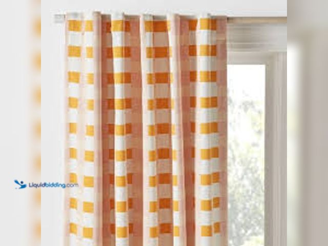 Lot 49-5546296 - Pillowfort 42"W x 84"L Checkered Blackout Window Curtain Panel Pin Model:198420411893 New.