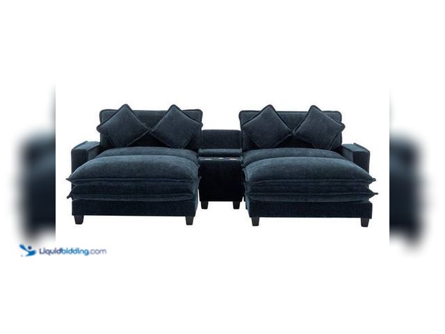 Lot 49-5460827 - Z-joyee
112.6 in. Wide Square Arm Chenille Rectangle Modern Upholstered Removable Ottoman Sofa in B...