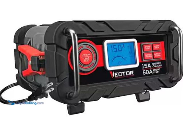 Lot 49-3473136 - VECTOR 15 Amp Automatic 12V Battery Charger with 50 Amp Engine Start and Alternator Check, Model # B...